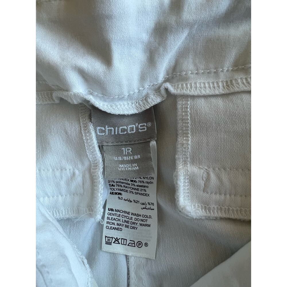 Chico's Brigitte Slimming White Stretchy Straight Leg Slit Ankle Jean Pants 8 1R - Picture 5 of 9